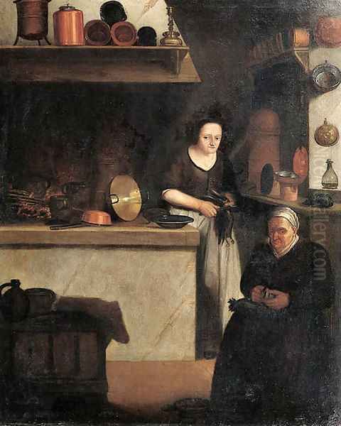 Maids at work in a kitchen - view 1