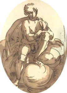 A youth seated among clouds by Luca Cambiaso