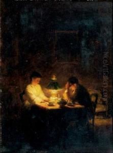 La Partie De Dames by Victor Lecomte