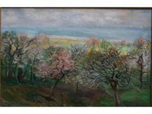 L'estuaire De La Seine, Pommiers En Fleurs by Raymond Louis Lecourt