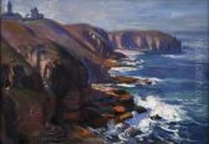 Cote Rocheuse En Normandie by Raymond Louis Lecourt