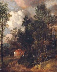 A Country House In A Wooded Landscape by Thomas Churchyard