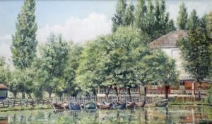 Guinguette Et Barques A Moret-sur-loing by Paul Leduc