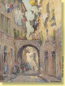 Rue Animee A Menton by Paul Leduc