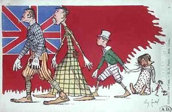 Postcard with a Caricature of a British Family - view 1