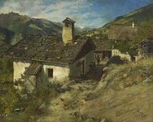 Der Schwarzplatterhof Oberhalb Merans. by Ferdinand Leeke