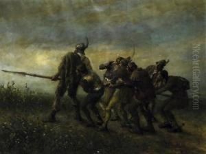 The Seven Swabians. Signed Lower Left: Ferdinand Leeke Munchen by Ferdinand Leeke