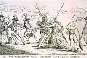 The Reconciliation Between Britannia and her Daughter America by Thomas Colley