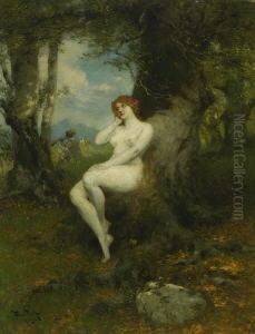 Nymphe Im Wald. by Ferdinand Leeke