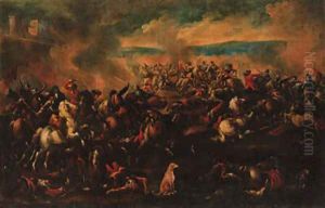 A cavalry engagement by Antonio Calza