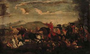 Christians engaging Turks by Antonio Calza