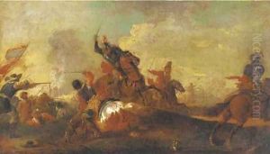 A cavalry skirmish by Antonio Calza