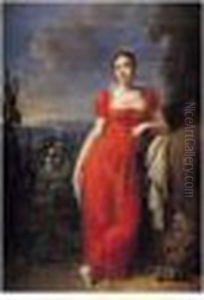 Portrait De Femme Dans Un Paysage by Robert J. Fr. Faust Lefevre