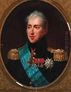Portrait Of A Gentleman, Head And Shoulders, In Military Uniform,wearing Medals