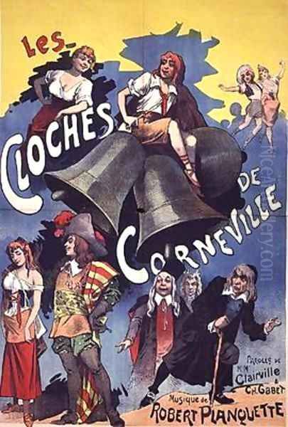 Poster advertising Les Cloches de Corneville an operetta with words by Clairville and Gabet and music by Robert Planchette of 1877 - view 1