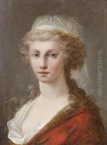 Portrait De Jeune Femme A L'etole Rouge