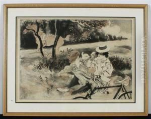 Woman On A Bicycle by Louis Legrand