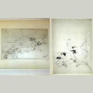 Frontispice: Les Danseuses; Bord De La Marne by Louis Legrand