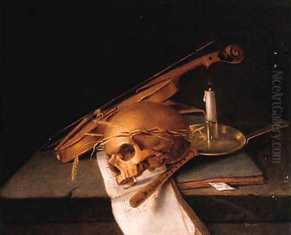A skull decorated with ears of corn - view 1