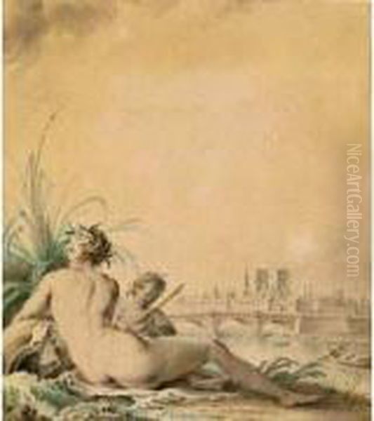 Allegorie De La Seine Avec Notre-dame Dans Le Fond - view 1