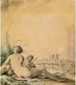 Allegorie De La Seine Avec Notre-dame Dans Le Fond by Etienne-Charles Leguay