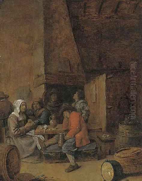 Peasants drinking and smoking in an inn - view 1