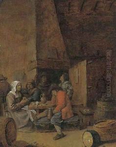 Peasants drinking and smoking in an inn by Joos van Craesbeeck