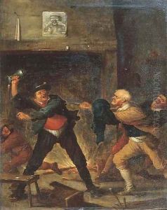 Boors fighting in an inn by Joos van Craesbeeck