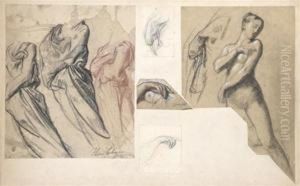 Cinq Etudes De Femmes Et De Drapes Colles Sur Le Meme Montage by Henri Lehmann