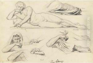 Studies Of A Reclining Nude by Henri Lehmann
