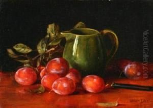 Still Life Of Plums And A Pitcher by Adam Lehr