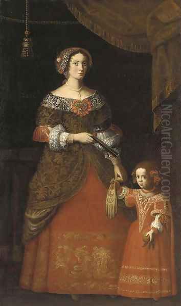 Double portrait of a lady and her daughter - view 1