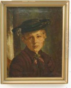 Portrait Einer Dame Mit Hut by Wilhelm Leibl