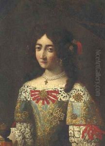 Portrait of a lady, in an embroidered dress a fragment by Pier Francesco Cittadini