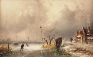 Skating On The Ice by Charles Henri Leickert