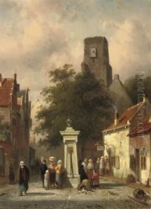Gathered Around The Well On A Summer Day by Charles Henri Leickert