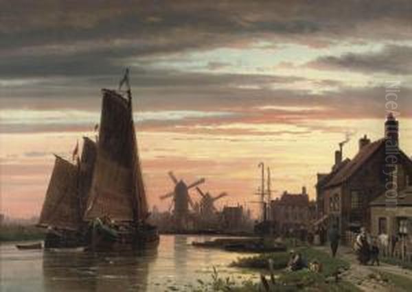 A Townscape With Windmills Beyond - view 1