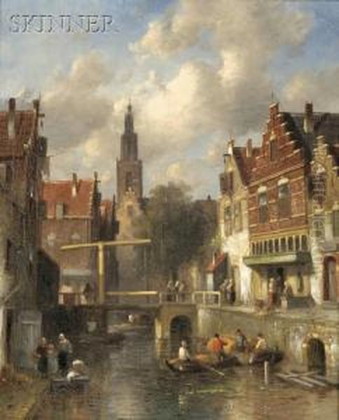 Canal View With Rowboats - view 1