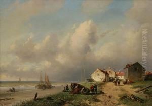 Coastal Scene With Fisherfolk