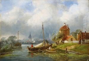 Flusslandschaft Mitsegelbooten