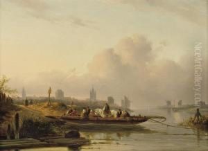 A Ferry Crossing A River In Summer