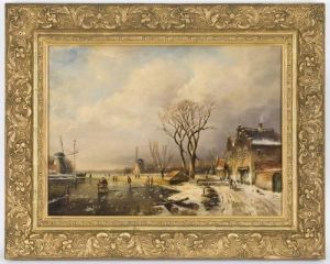 A Dutch Winter Landscape by Charles Henri Leickert