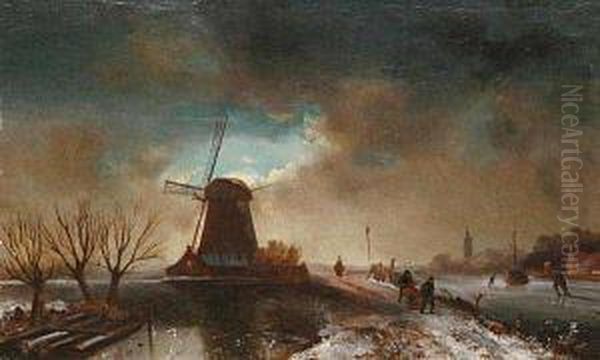 A Winter Landscape With A Windmill - view 1