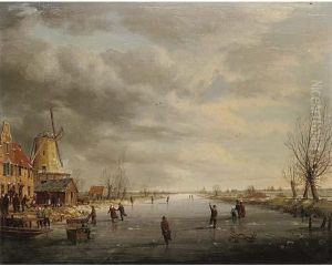 Figures On A Frozen Canal