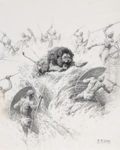 Lion Spearing In Tanganyika by William Robinson Leigh