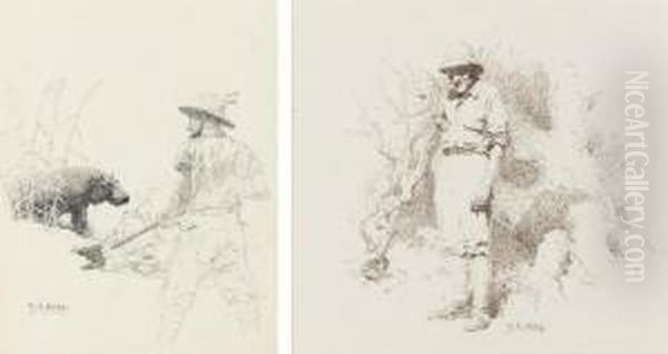 Carl Akeley; And William R. Leigh With A Hippopotamus - view 1