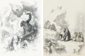 Baboons In The Lukenia Hills; And Gorillas In The River by William Robinson Leigh