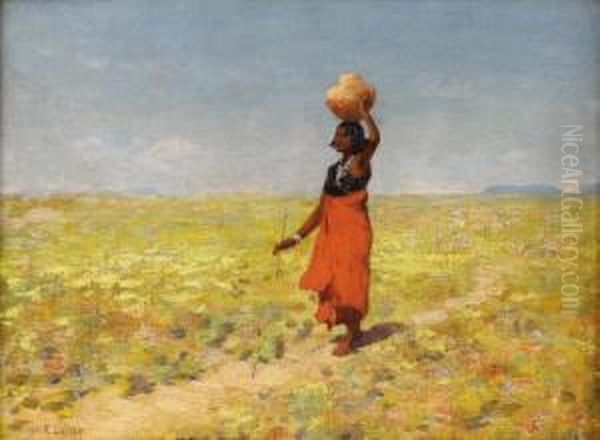 Blind Hopi Girl Returning From A Desert Watering Hole - view 1