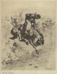 Cowboy On A Bucking Bronco by William Robinson Leigh