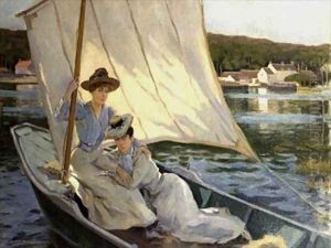 Ladies in a Sailing Boat by Jules Cayron